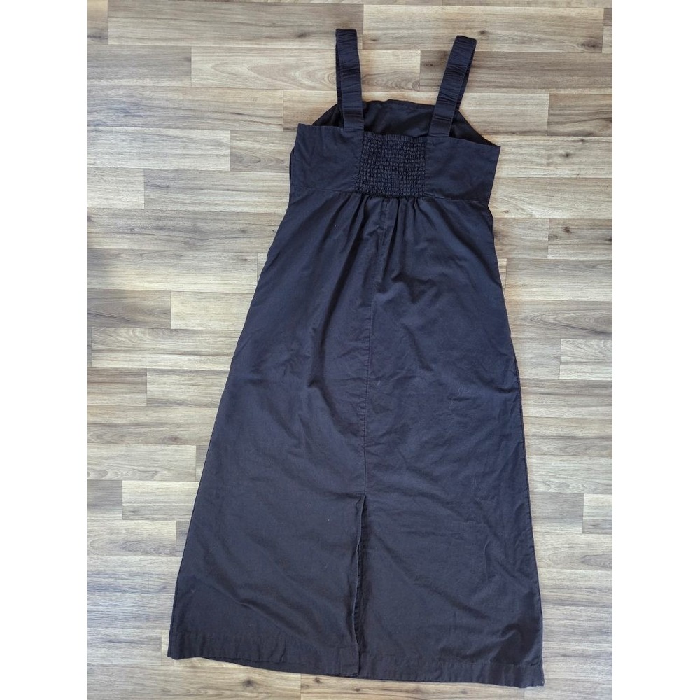 Pact Organic Cotton Linen Maxi Dress Womens L Black Square Neck Boho Minimalist - Picture 4 of 12